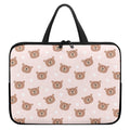 Cute Brown Bear Pattern Print Laptop Sleeve With Handle