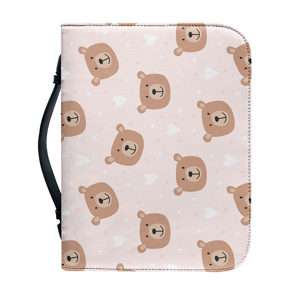 Cute Brown Bear Pattern Print Leather Bible Cover