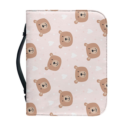 Cute Brown Bear Pattern Print Leather Bible Cover