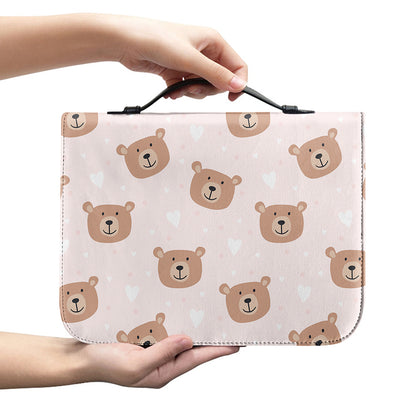 Cute Brown Bear Pattern Print Leather Bible Cover