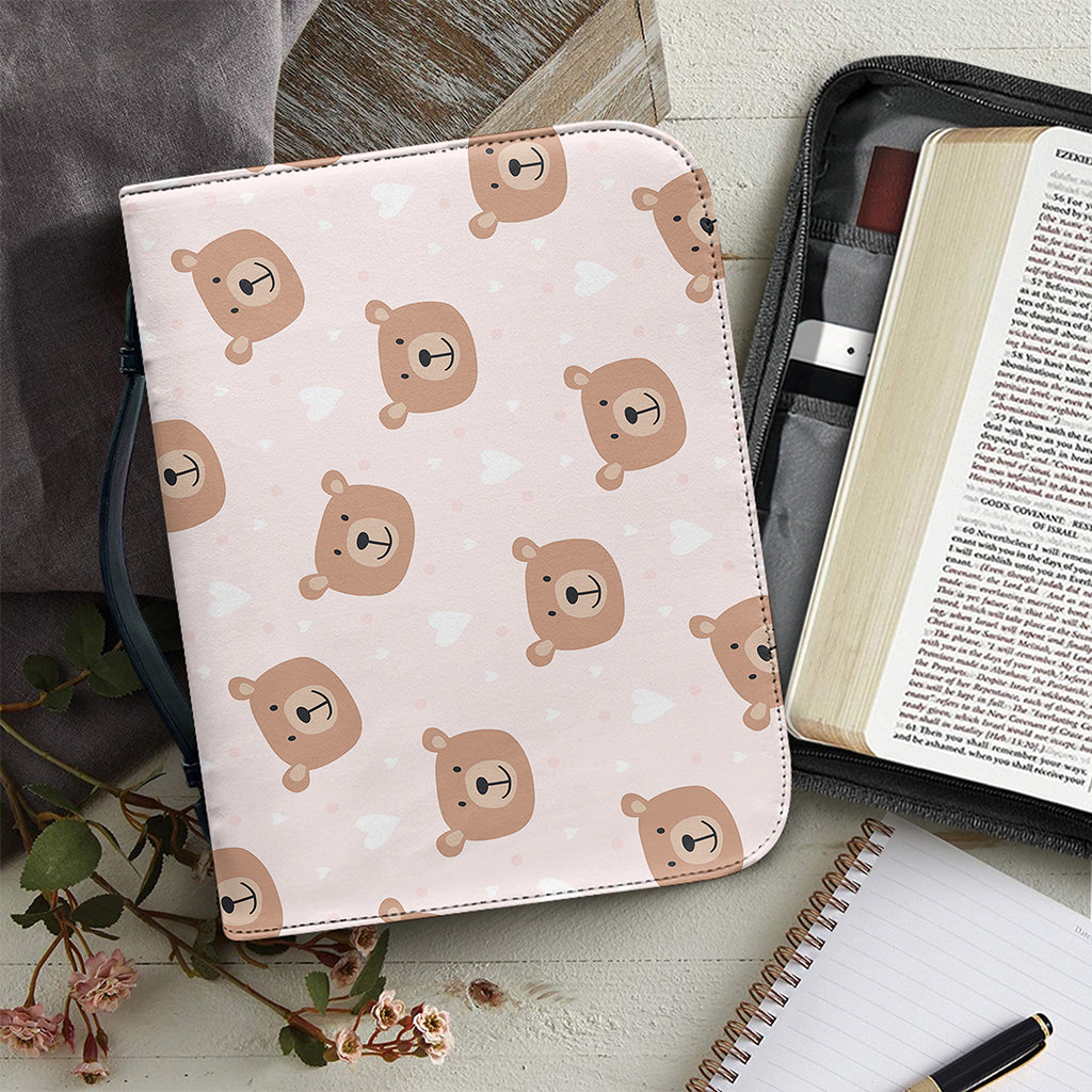 Cute Brown Bear Pattern Print Leather Bible Cover