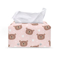 Cute Brown Bear Pattern Print Leather Tissue Box Cover