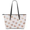 Cute Brown Bear Pattern Print Leather Tote Bag