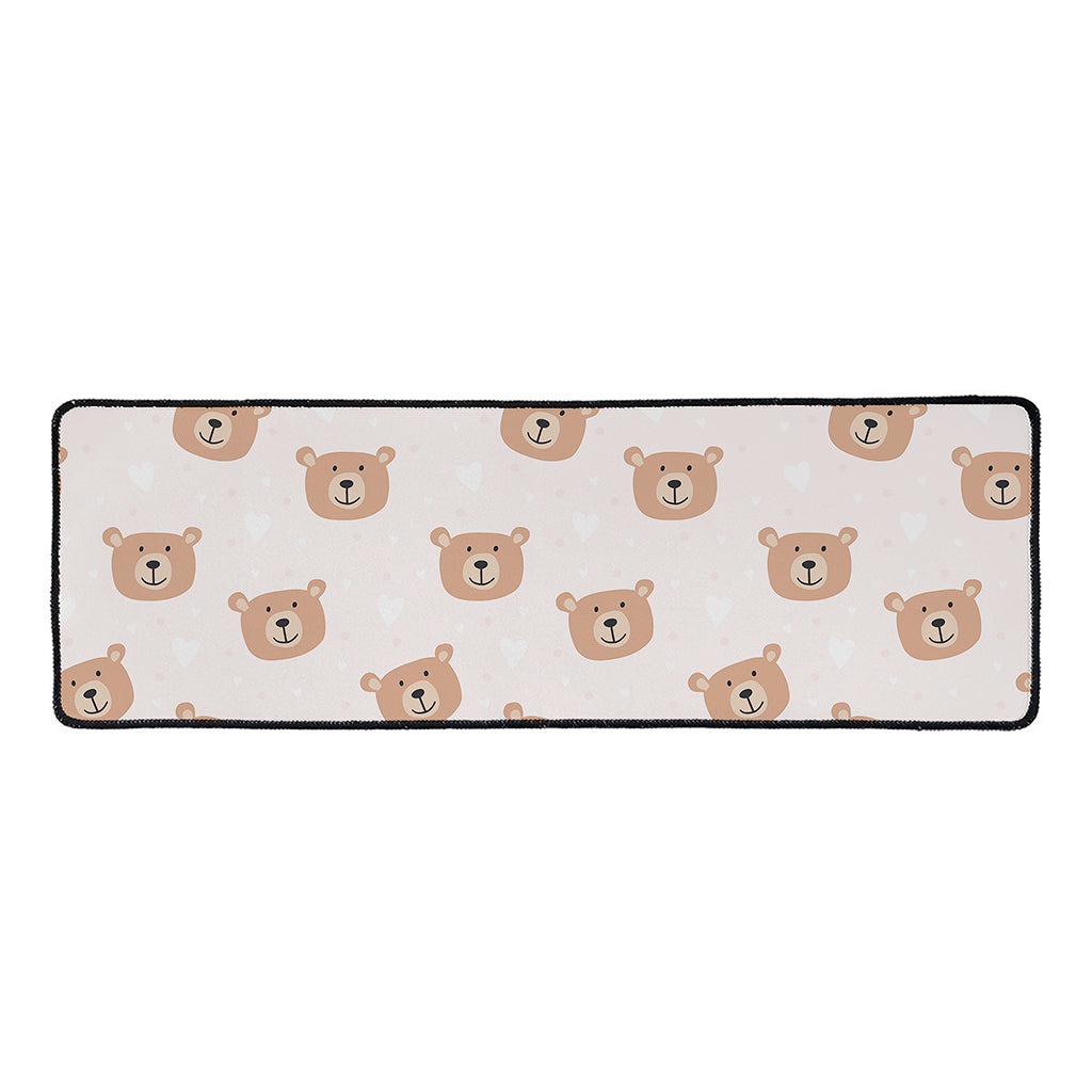 Cute Brown Bear Pattern Print Long Kitchen Mat