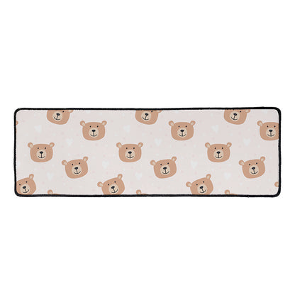 Cute Brown Bear Pattern Print Long Kitchen Mat