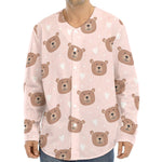 Cute Brown Bear Pattern Print Long Sleeve Baseball Jersey