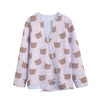 Cute Brown Bear Pattern Print Long Sleeve Short Coat