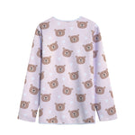 Cute Brown Bear Pattern Print Long Sleeve Short Coat