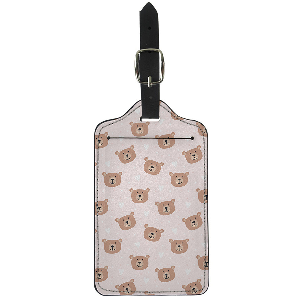 Cute Brown Bear Pattern Print Luggage Tag