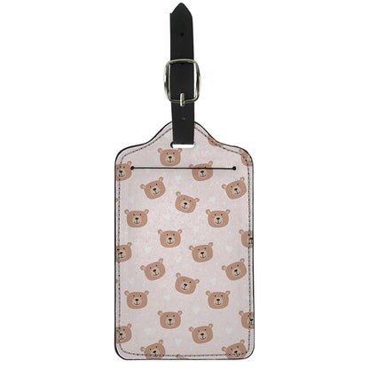Cute Brown Bear Pattern Print Luggage Tag