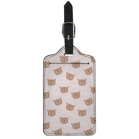 Cute Brown Bear Pattern Print Luggage Tag