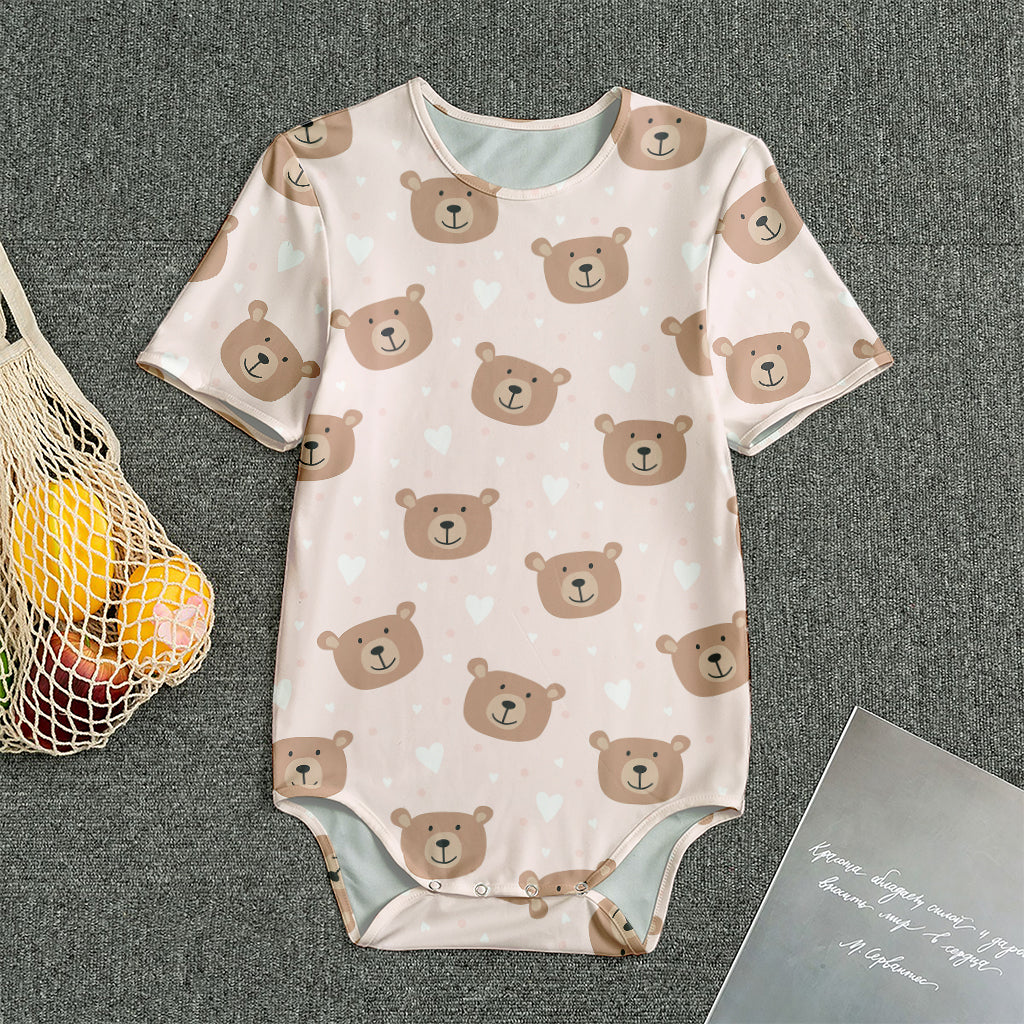 Cute Brown Bear Pattern Print Men's Bodysuit