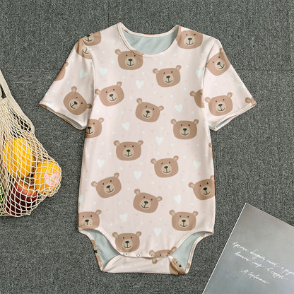 Cute Brown Bear Pattern Print Men's Bodysuit