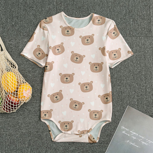 Cute Brown Bear Pattern Print Men's Bodysuit