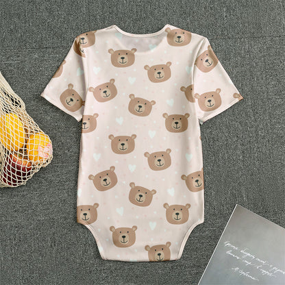 Cute Brown Bear Pattern Print Men's Bodysuit
