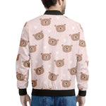 Cute Brown Bear Pattern Print Men's Bomber Jacket