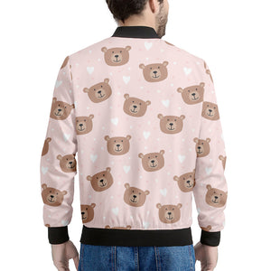 Cute Brown Bear Pattern Print Men's Bomber Jacket