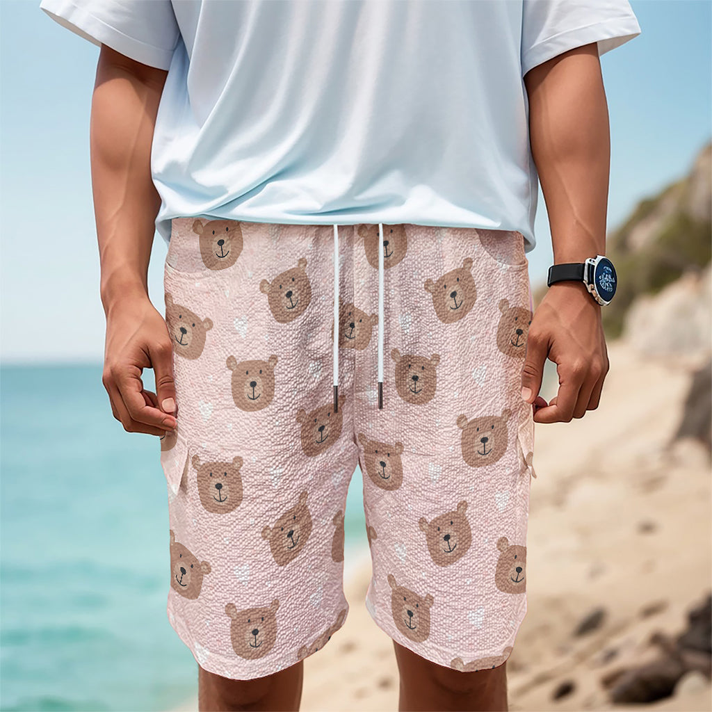 Cute Brown Bear Pattern Print Men's Cargo Shorts