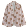 Cute Brown Bear Pattern Print Men's Cotton Blazer