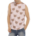 Cute Brown Bear Pattern Print Men's Fitness Tank Top