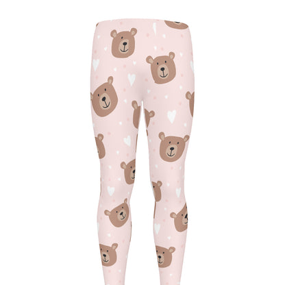 Cute Brown Bear Pattern Print Men's leggings