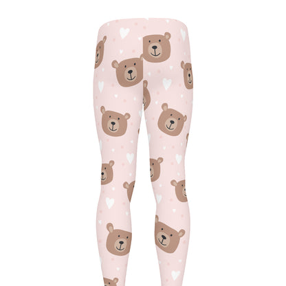Cute Brown Bear Pattern Print Men's leggings