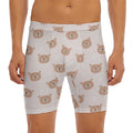 Cute Brown Bear Pattern Print Men's Long Boxer Briefs