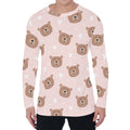 Cute Brown Bear Pattern Print Men's Long Sleeve T-Shirt