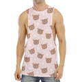 Cute Brown Bear Pattern Print Men's Muscle Tank Top