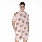 Cute Brown Bear Pattern Print Men's Rompers