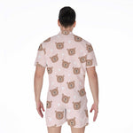 Cute Brown Bear Pattern Print Men's Rompers