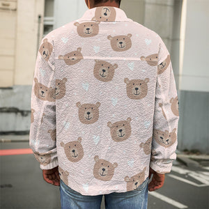 Cute Brown Bear Pattern Print Men's Shirt Jacket