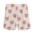 Cute Brown Bear Pattern Print Men's Athletic Shorts