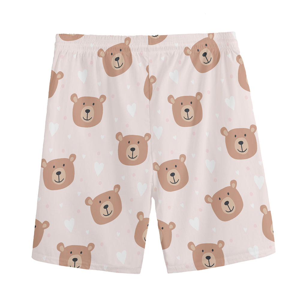 Cute Brown Bear Pattern Print Men's Sports Shorts