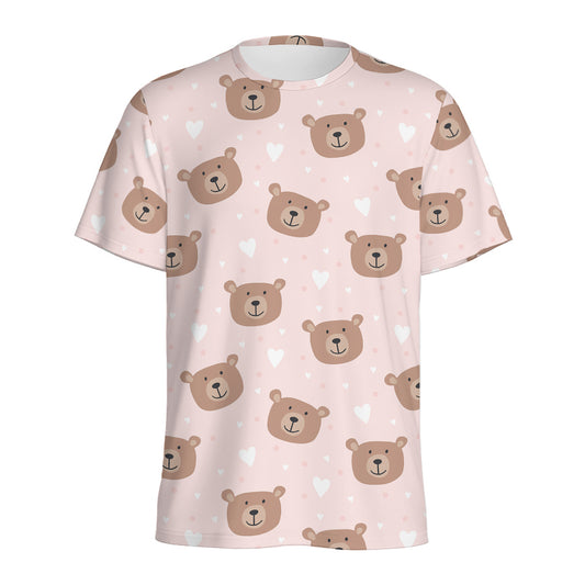Cute Brown Bear Pattern Print Men's Sports T-Shirt
