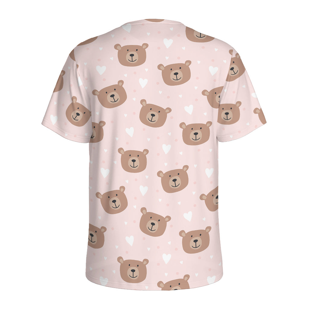 Cute Brown Bear Pattern Print Men's Sports T-Shirt