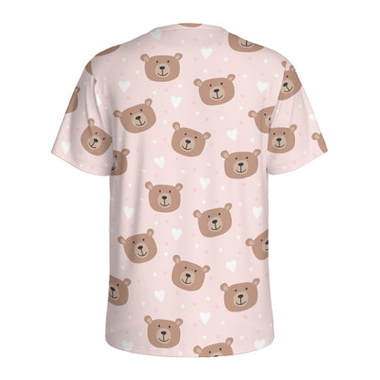 Cute Brown Bear Pattern Print Men's Sports T-Shirt