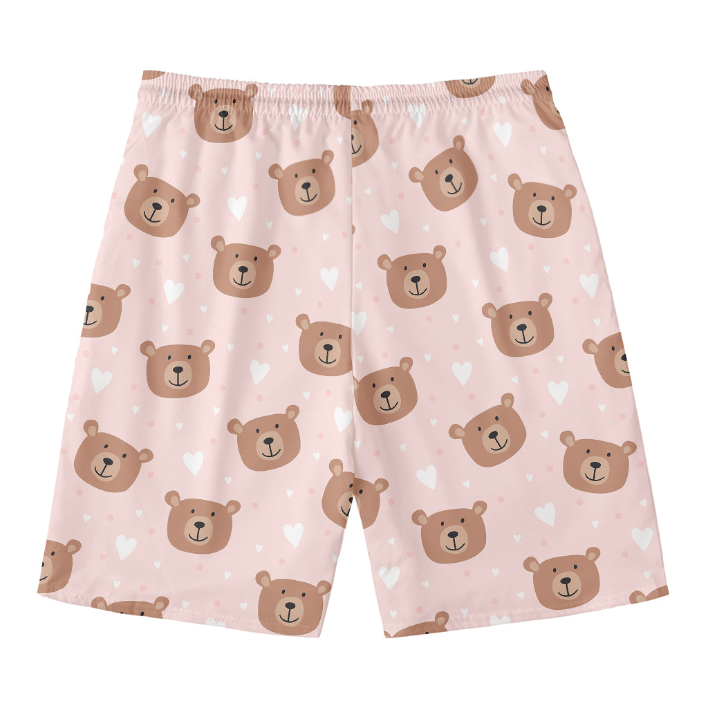 Cute Brown Bear Pattern Print Men's Swim Trunks