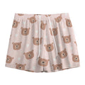 Cute Brown Bear Pattern Print Mesh Shorts