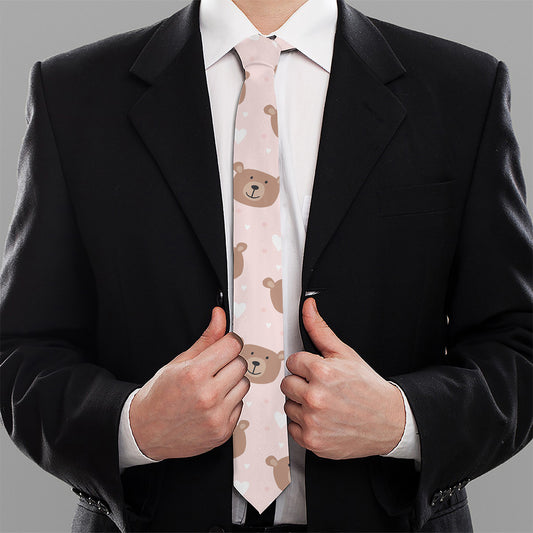 Cute Brown Bear Pattern Print Necktie