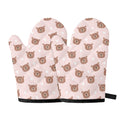 Cute Brown Bear Pattern Print Oven Mitts