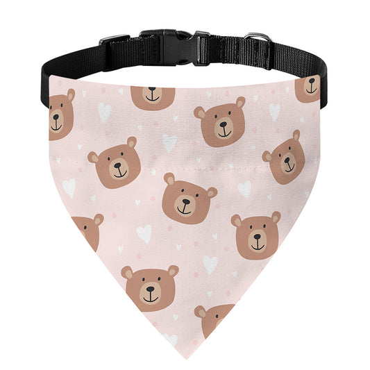 Cute Brown Bear Pattern Print Over The Collar Dog Bandana