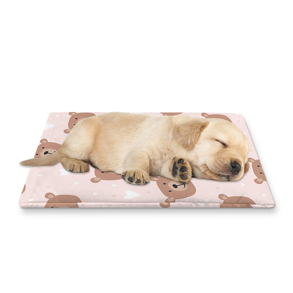 Cute Brown Bear Pattern Print Pet Cooling Mat Cover