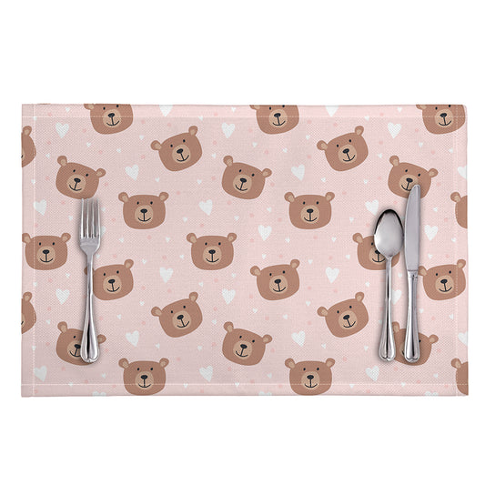 Cute Brown Bear Pattern Print Placemat