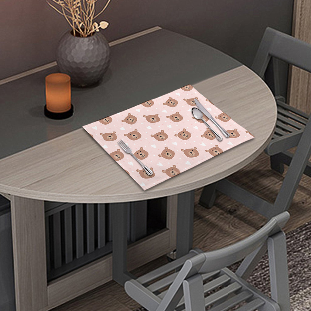 Cute Brown Bear Pattern Print Placemat