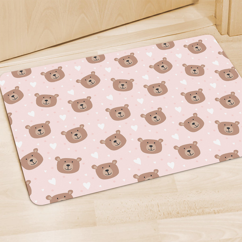 Cute Brown Bear Pattern Print Polyester Doormat