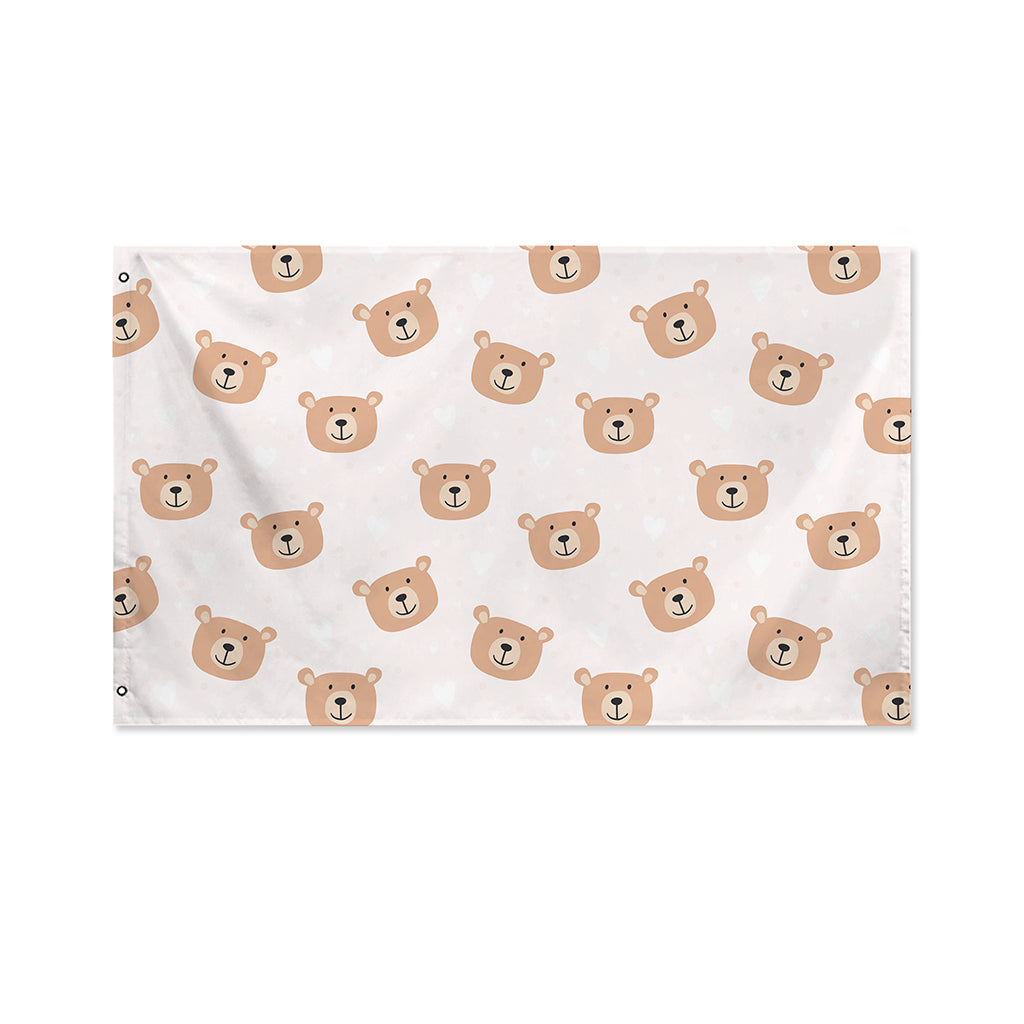 Cute Brown Bear Pattern Print Polyester Flag
