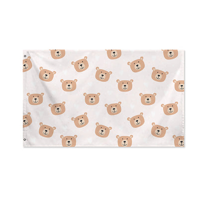 Cute Brown Bear Pattern Print Polyester Flag
