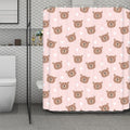 Cute Brown Bear Pattern Print Polyester Shower Curtain