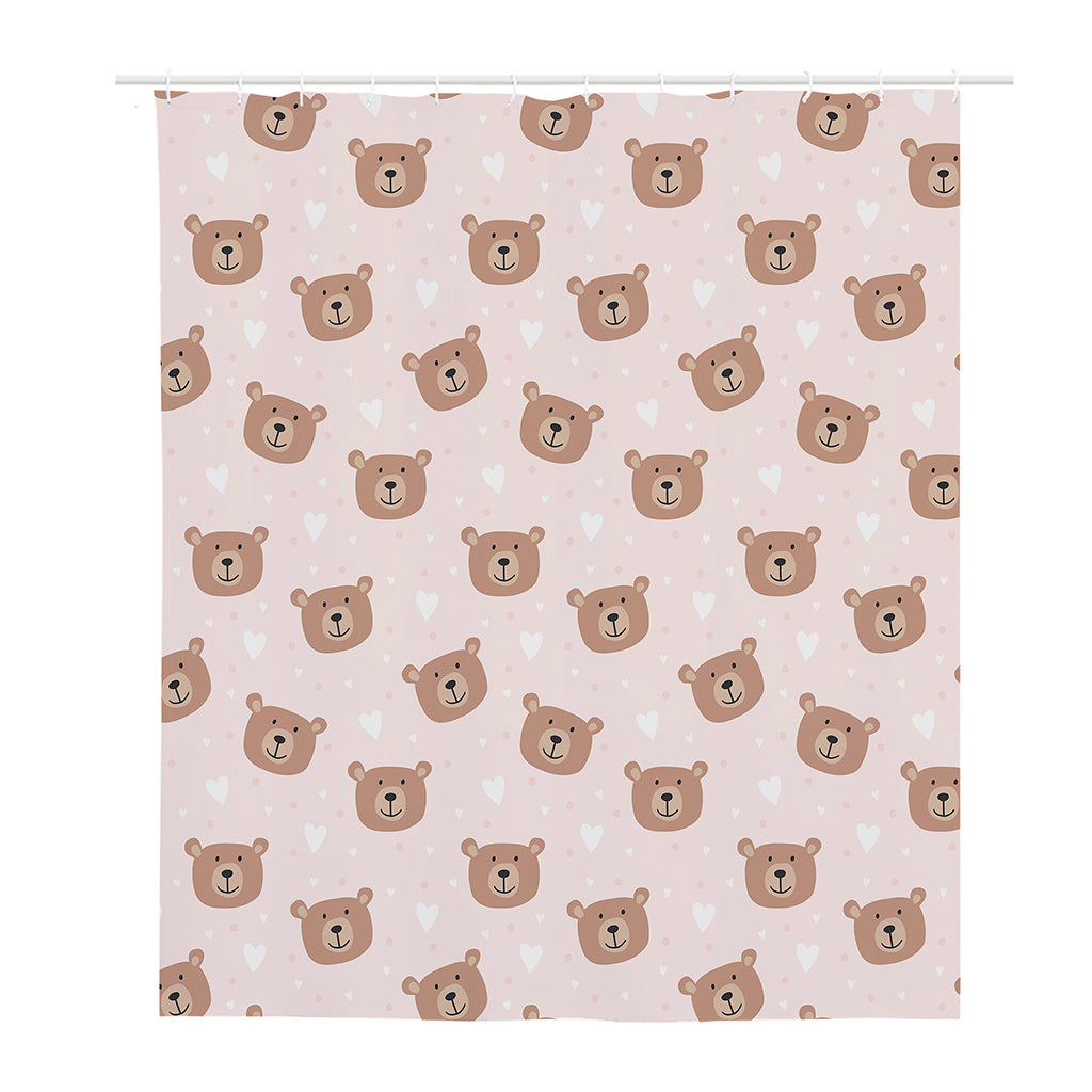 Cute Brown Bear Pattern Print Polyester Shower Curtain